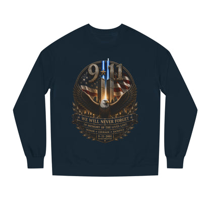 9/11 Memorial Sweatshirt — We Will Never Forget Tribute Crewneck