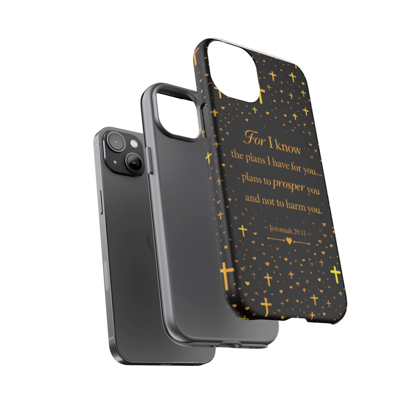 Phone Case — "For I Know" Jeremiah 29:11 Gold Cross Christian Tough Case