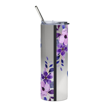 Nurse Floral 20oz Stainless Steel Tumbler — Purple Bouquet Travel Cup
