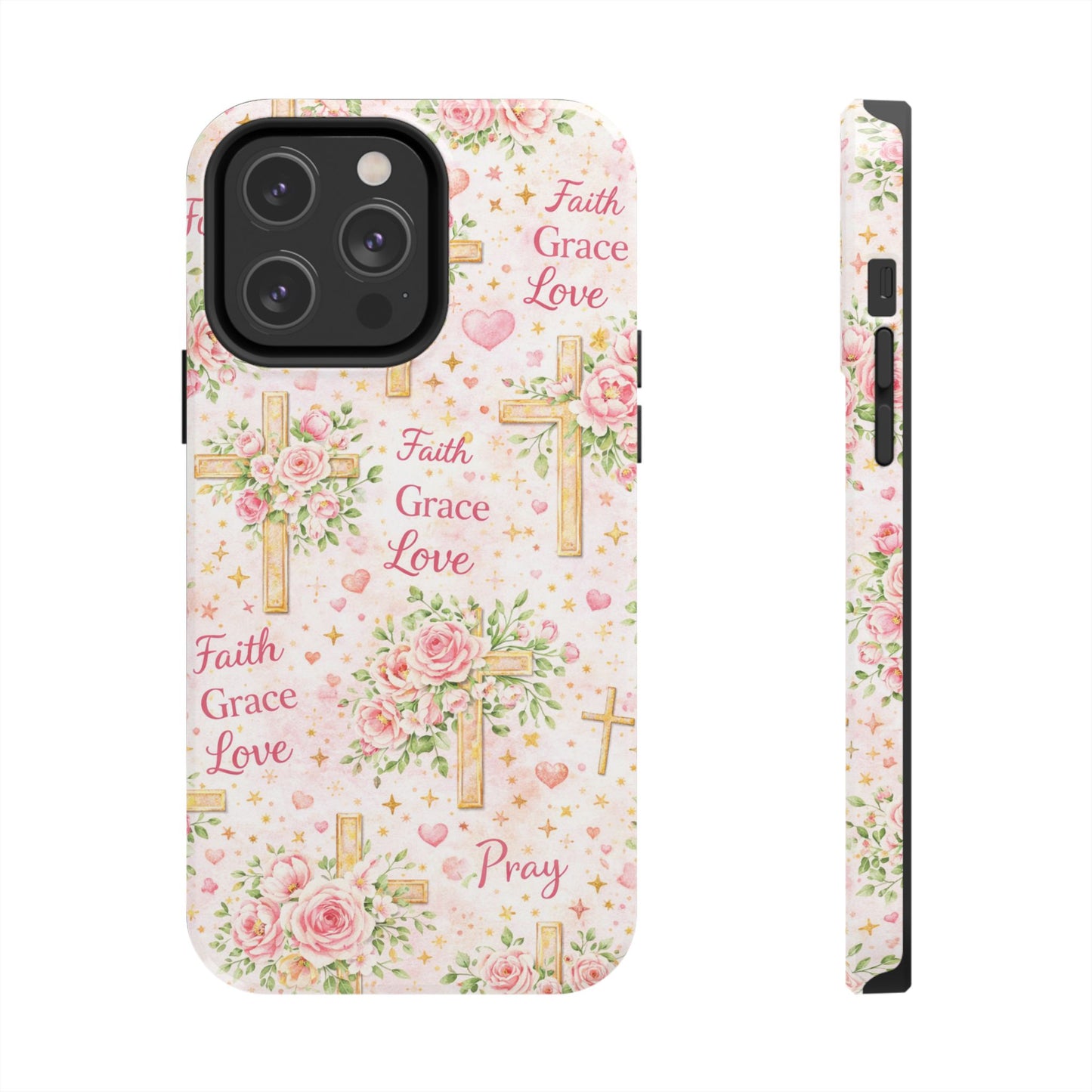 Faith Grace Love Cross Phone Case | Christian Floral iPhone Case