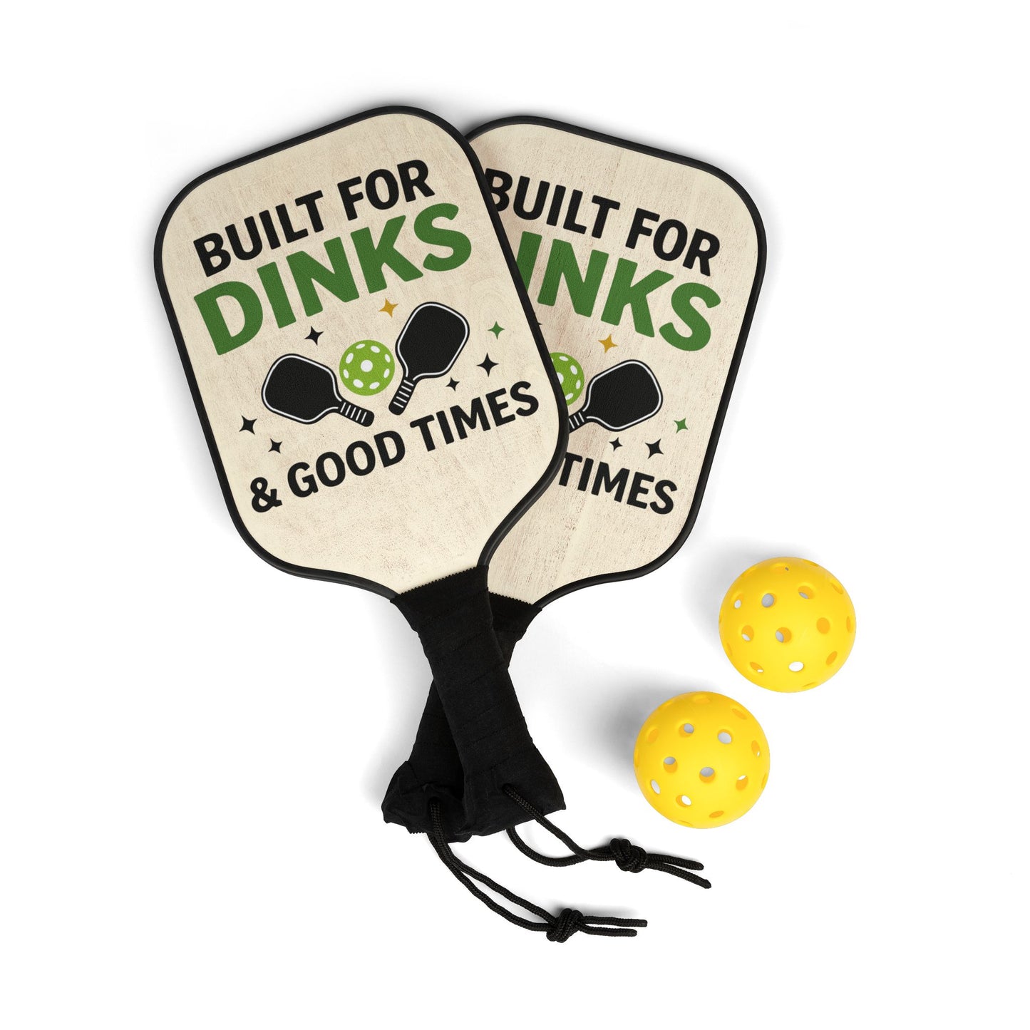 Pickleball Paddle Set — "Built for Dinks & Good Times" Lightweight Paddle Kit (2 Pack + Balls)