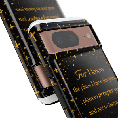 Phone Case — "For I Know" Jeremiah 29:11 Gold Cross Christian Tough Case