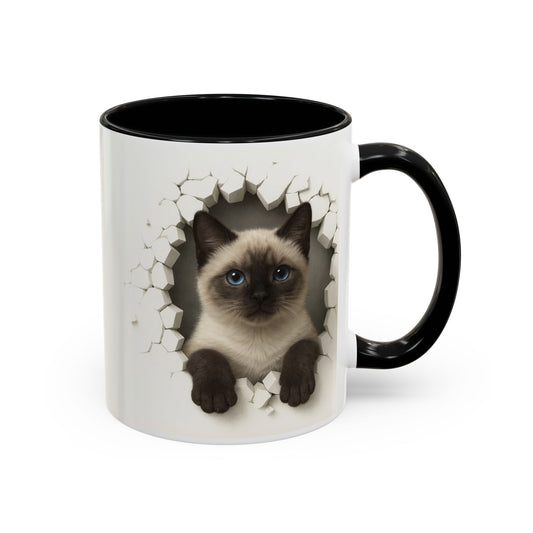 Siamese Cat Peeking Accent Coffee Mug (11/15oz)