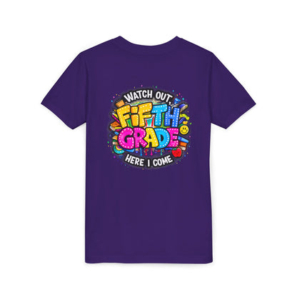 Fifth Grade T‑Shirt for Kids - "Watch Out Fifth Grade Here I Come" Back-to-School Tee