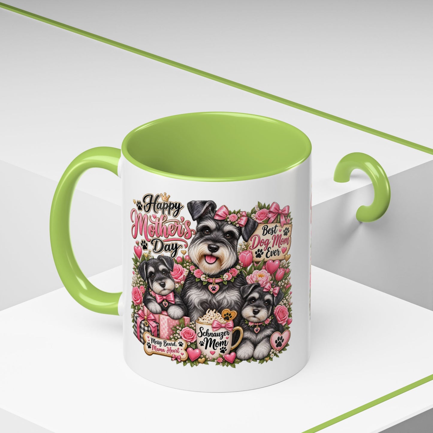 Mother's Day Schnauzer Coffee Mug — "Best Dog Mom Ever" Accent Mug (11/15oz)