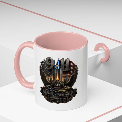 9/11 Memorial Coffee Mug - 'We Will Never Forget' Tribute Accent Mug
