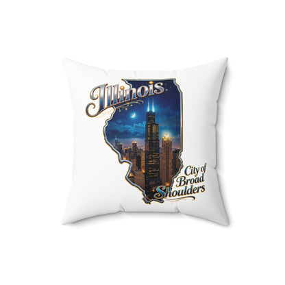 Illinois Skyline Decorative Pillow — "City of Broad Shoulders" State Shape Accent