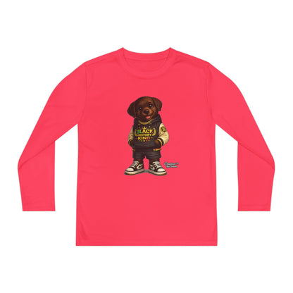 Youth Long Sleeve Tee — 'Lil Black Lab' Cute Puppy Graphic Shirt
