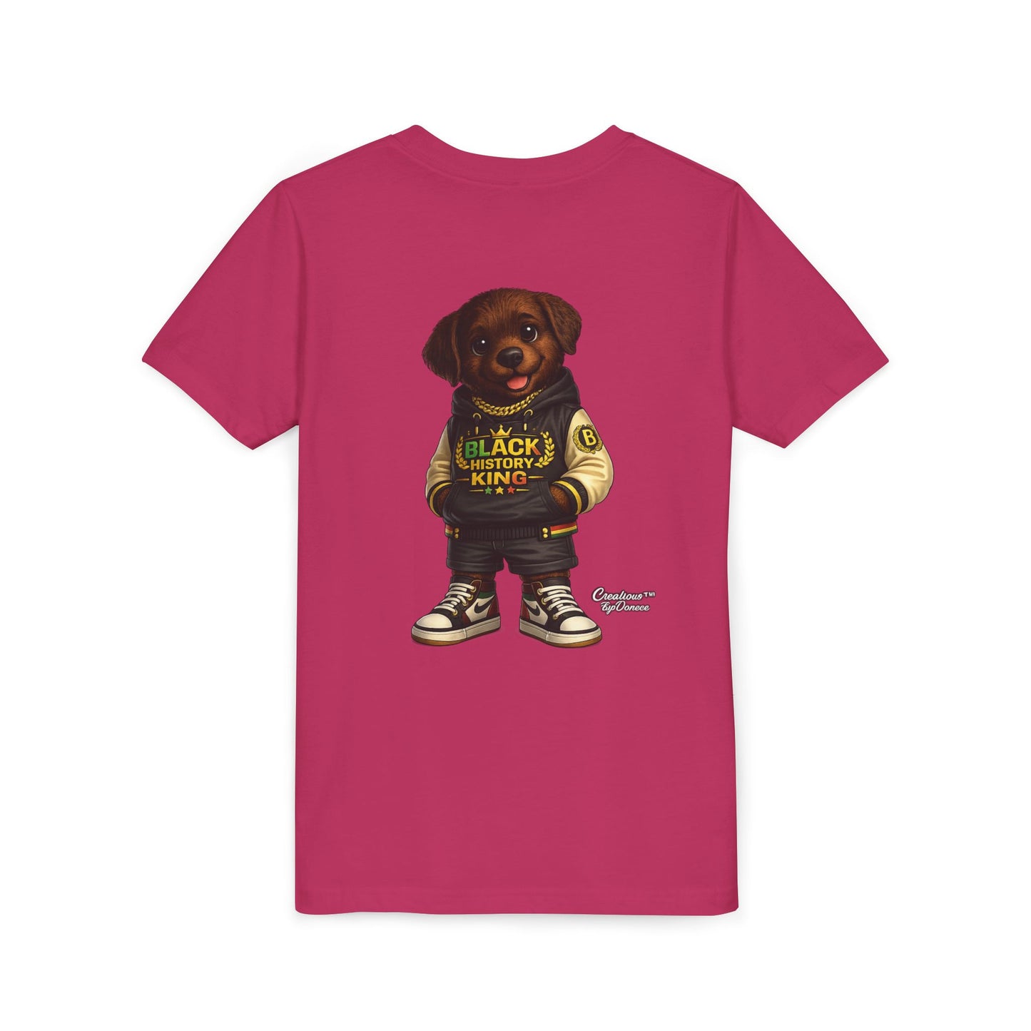 Youth Tee — 'Black History King' Puppy Graphic Shirt