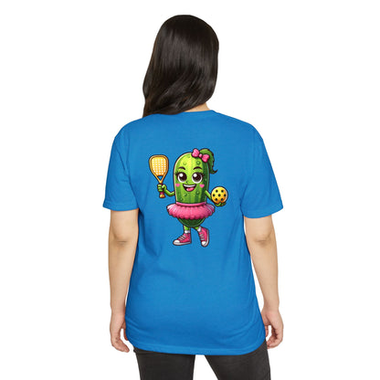 Pickle Paddleball T-Shirt — Cute Pickle Character in Tutu with Paddle & Ball