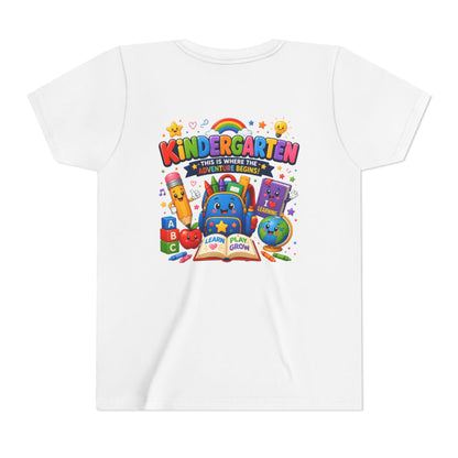 Kindergarten Kids T‑Shirt — 'Kindergarten: This Is Where the Fun Begins' Colorful Back-to-School Tee