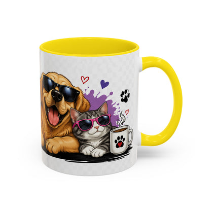 Dog and Cat Coffee Mug — 'This Is My Healer I'm A Cat' Cute Pet Lover Accent Mug (11/15oz)