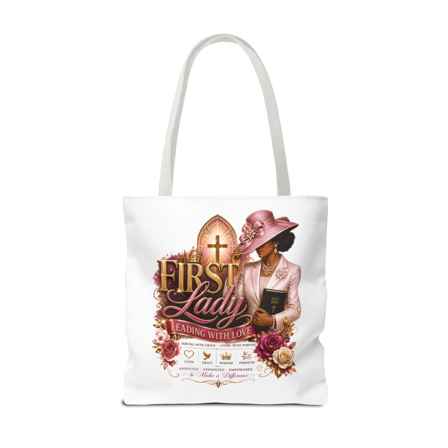 First Lady Tote Bag — Faithful Church Lady Floral Churchgoing Purse