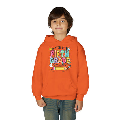 Fifth Grade Hoodie - "Watch Out Fifth Grade Here I Come" Kids Back to School Sweatshirt