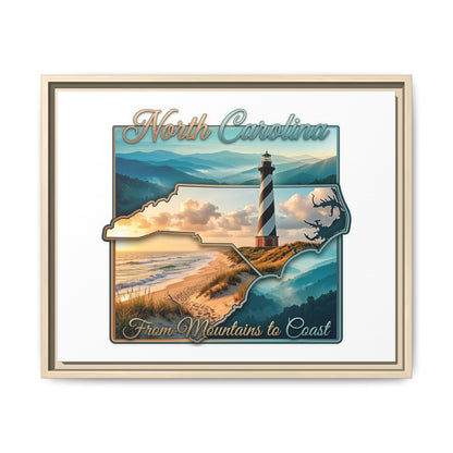 North Carolina Matte Canvas Wall Art — "From Mountains to Coast" Framed Print