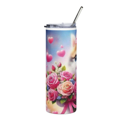 Cute Kitten Floral 20oz Stainless Tumbler