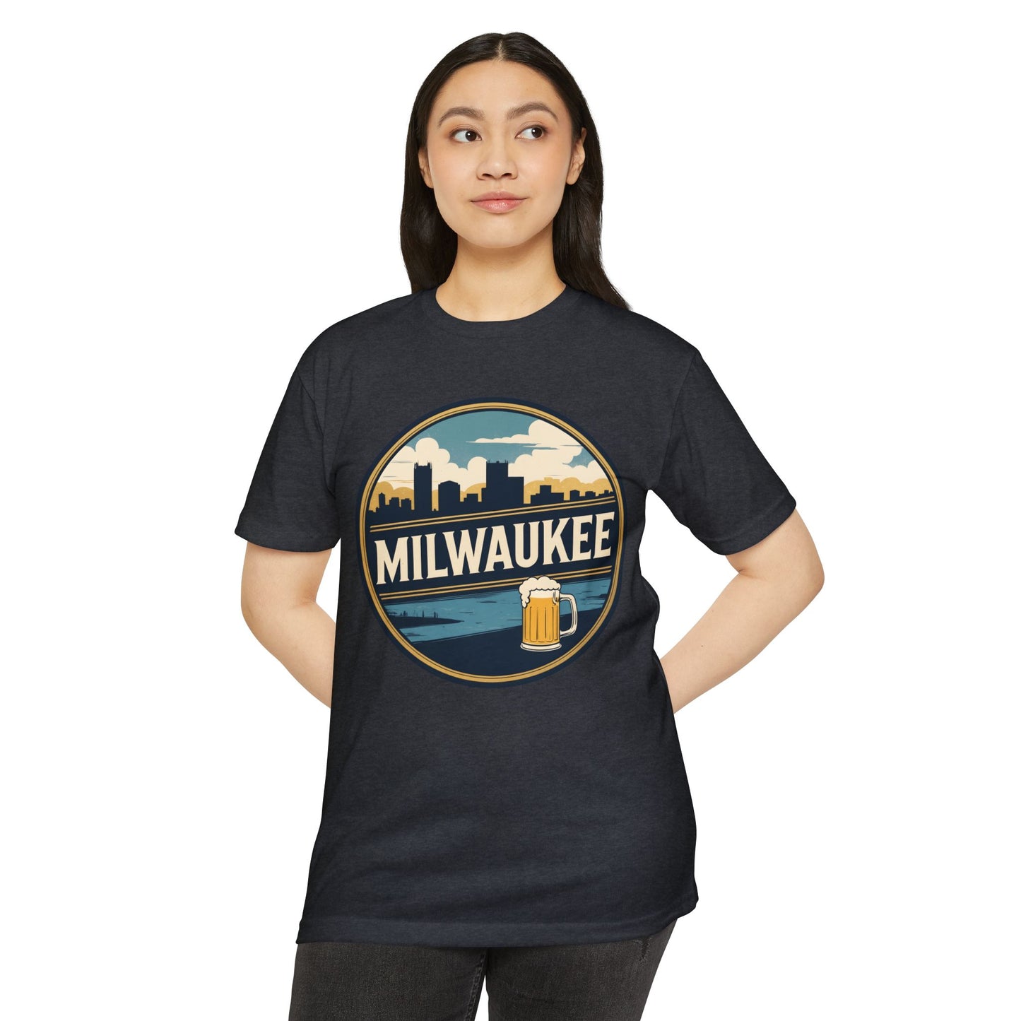 Milwaukee Skyline Beer Badge T-Shirt
