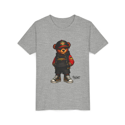Kids Teddy Bear Streetwear Tee — 'Strength' Graphic Youth T-Shirt