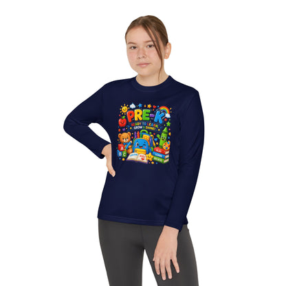PRE-K Kids Long Sleeve Tee — Back-to-School Preschool Shirt ("Ready to Learn, Grow & Shine")