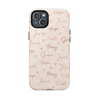Christian Words Tough Magnetic Phone Case — Hope Pray Grace Jesus Faith