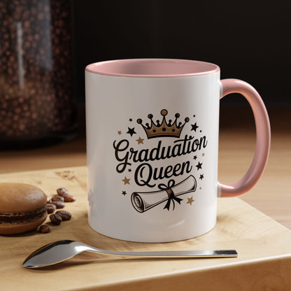 Graduation Queen Accent Coffee Mug — 11/15oz Ceramic Gift with Crown & Diploma Design