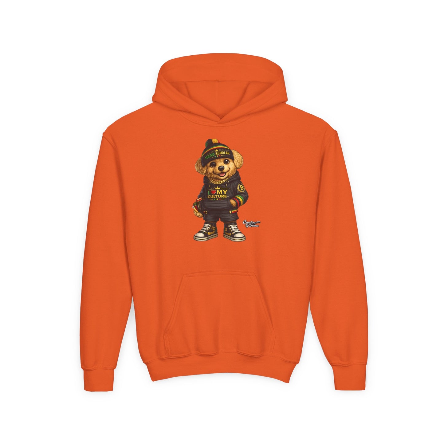 Kids Teddy Bear Hoodie — 'I Love My Culture' Streetwear Youth Sweatshirt