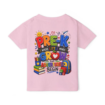 Pre-K Toddler T-Shirt – “Pre-K Where Little Minds Grow and Adventure Begin” Colorful Back-to-School Tee