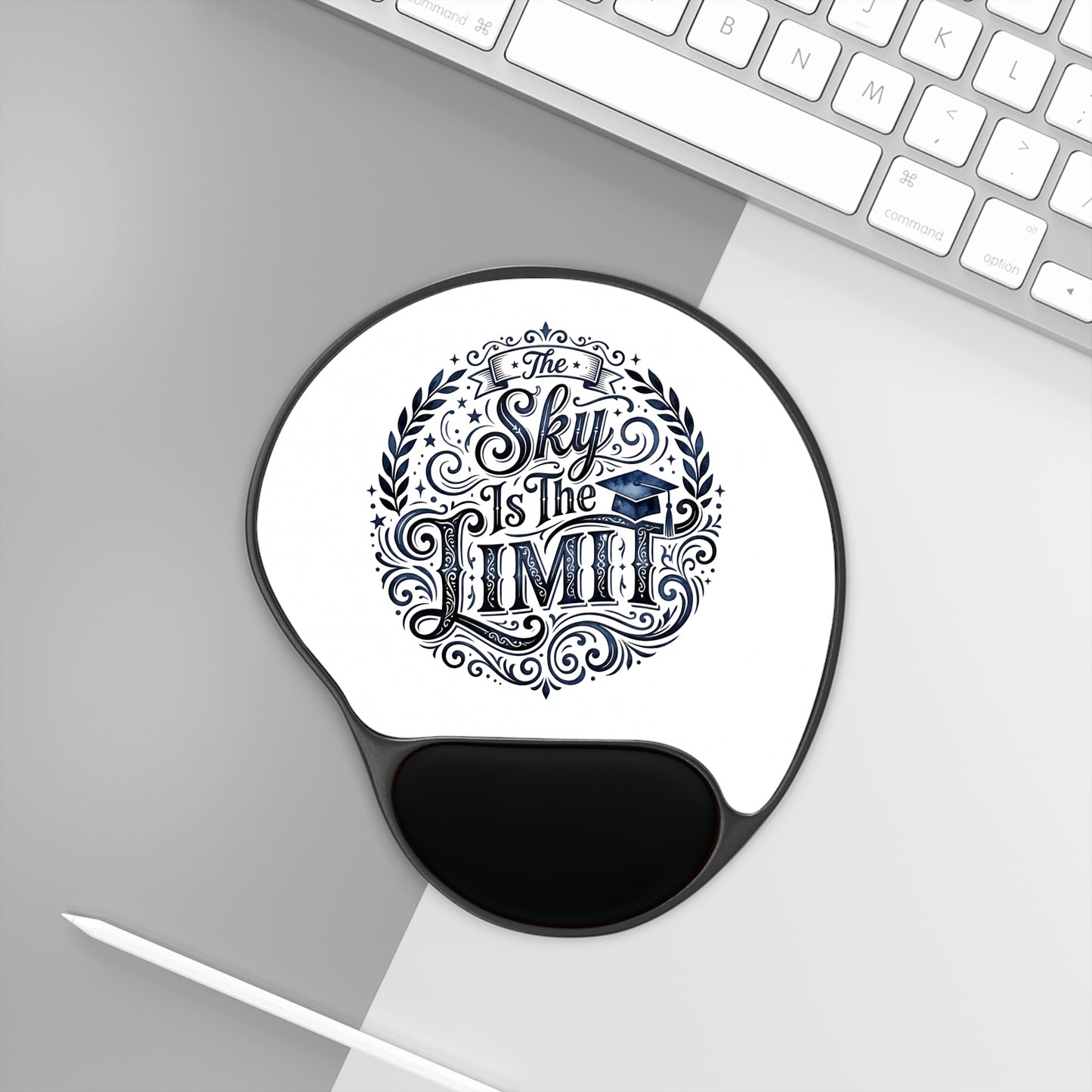 Mouse Pad with Wrist Rest — “The Sky Is The Limit” Motivational Design