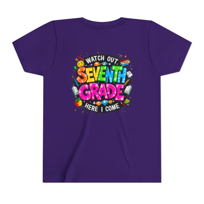 Seventh Grade Kids T‑Shirt — "Watch Out Seventh Grade Here I Come" Back‑to‑School Tee