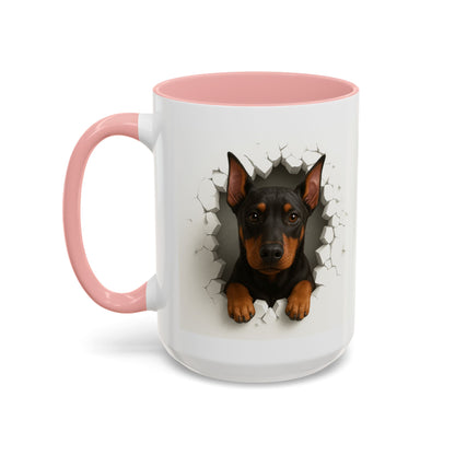 Doberman Peekaboo Accent Coffee Mug – Cute Dog Lover Gift (11/15oz)