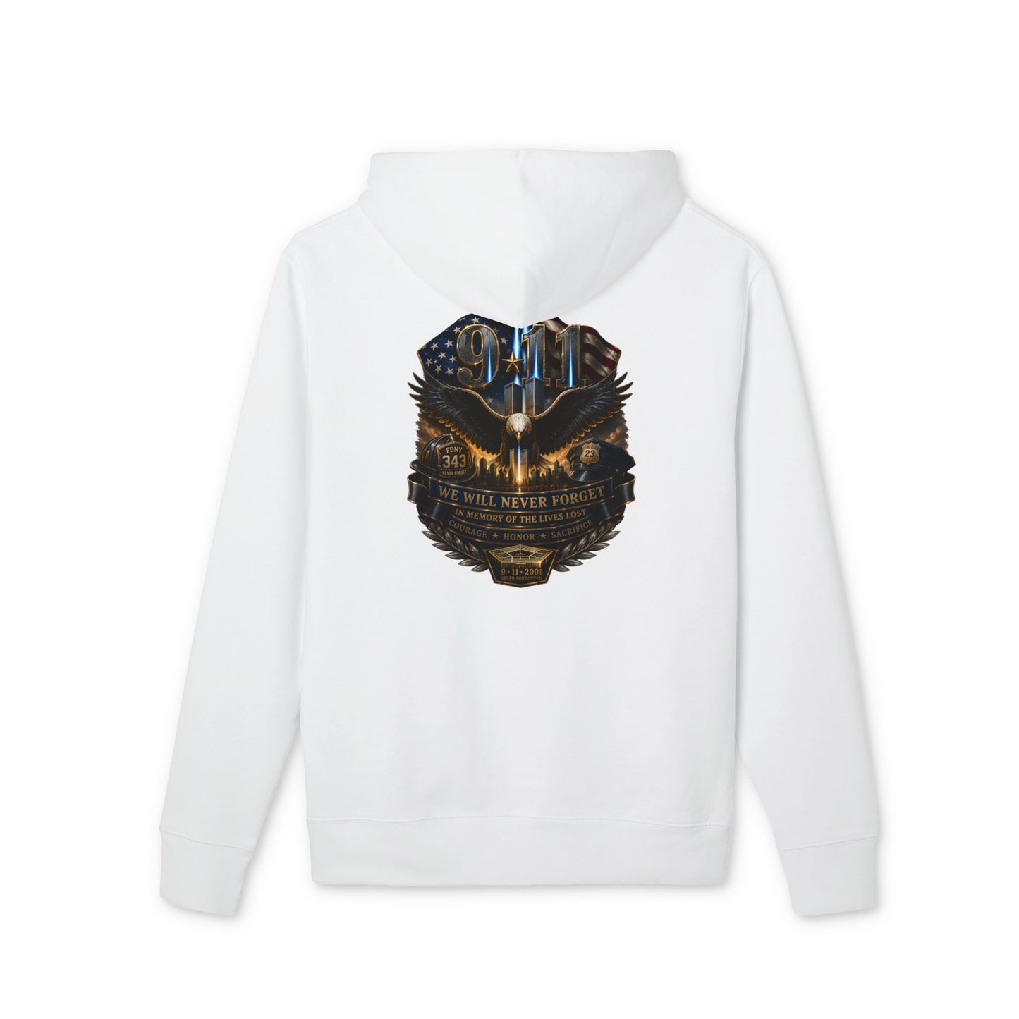 Eagle Shield Graphic Hoodie — 'You Never Walk Alone' Patriotic Bird Pullover