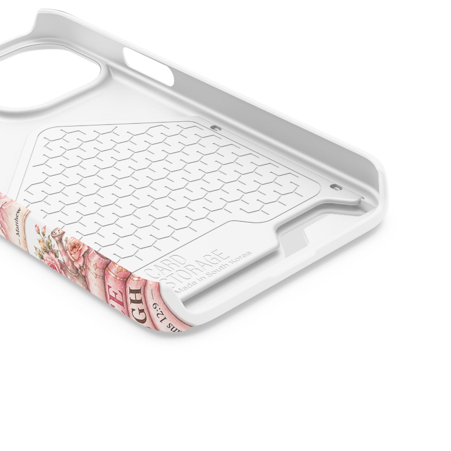 Christian Floral Phone Case with Card Holder — 'Jesus Saves' Inspirational Design