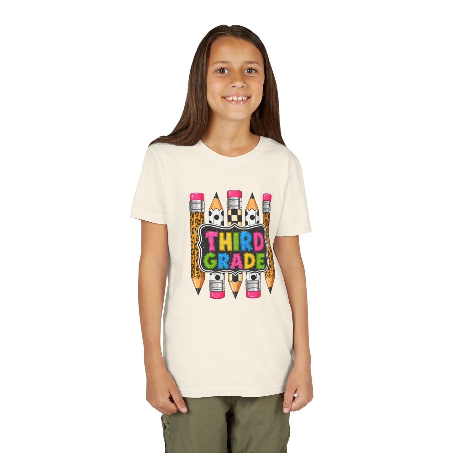 Third Grade Youth T-Shirt — Colorful Pencil Back-to-School Tee