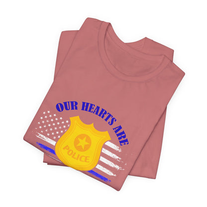 Patriotic "Our Hearts Are With USA Police" Tee — Support Law Enforcement Shirt