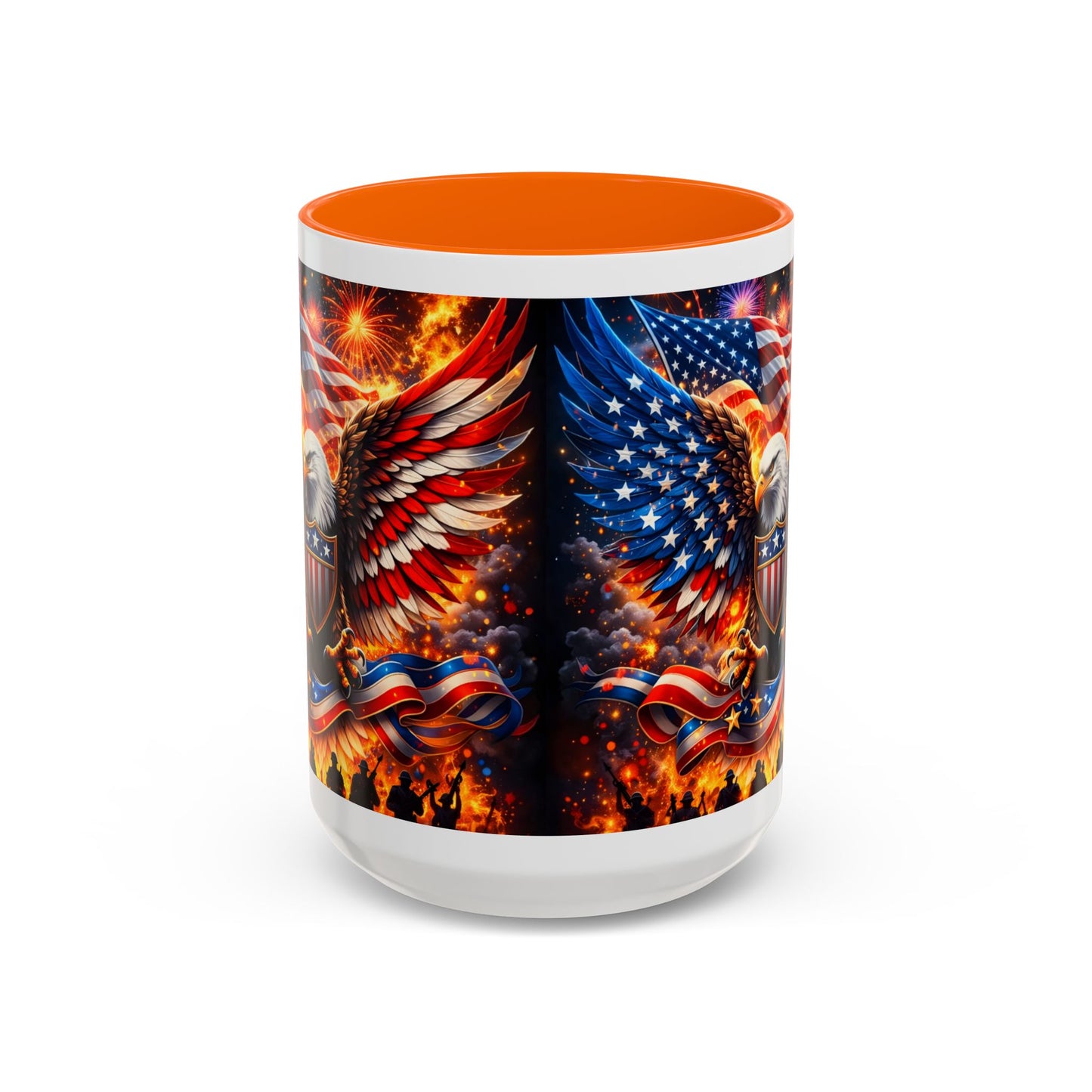 Patriotic Eagle Coffee Mug — American Flag Bald Eagle Accent Mug (11/15oz)
