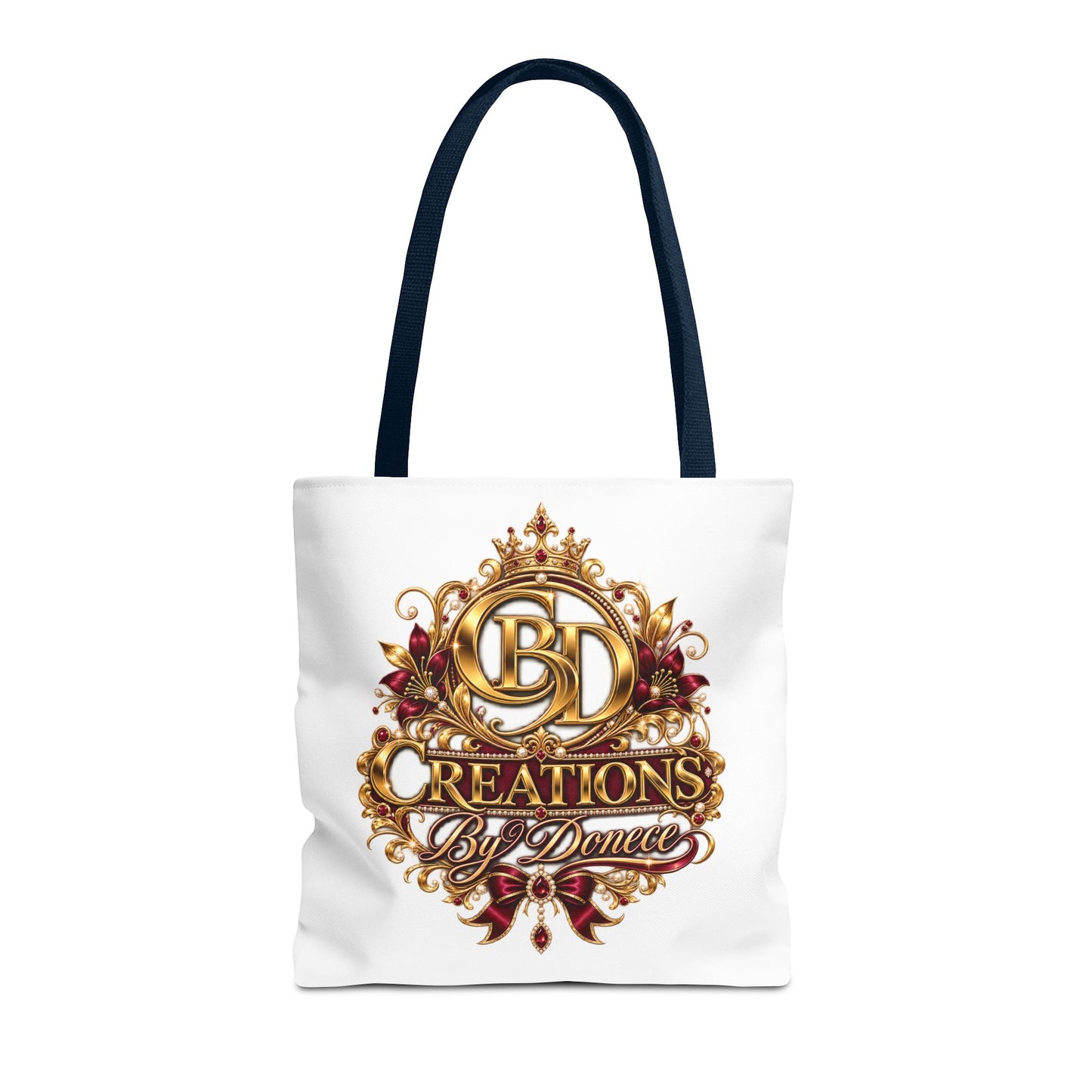 Tote Bag — Creations By Denee Ornate Gold Logo Tote (Designer Logo, Elegant Floral Crest)