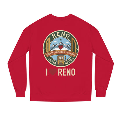 I  Reno Sweatshirt — Vintage Reno Nevada Mountain Badge Crewneck