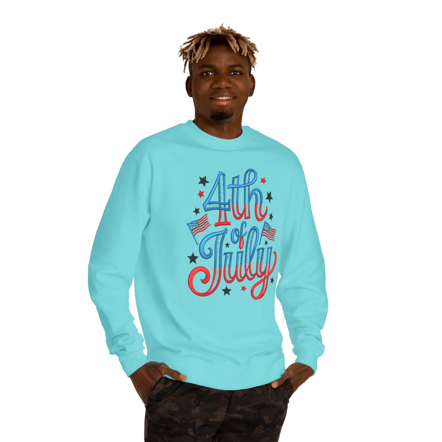 4th of July Crewneck Sweatshirt - Patriotic American Flag Graphic