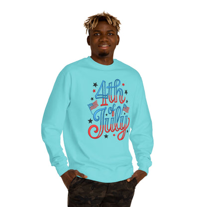 4th of July Crewneck Sweatshirt - Patriotic American Flag Graphic