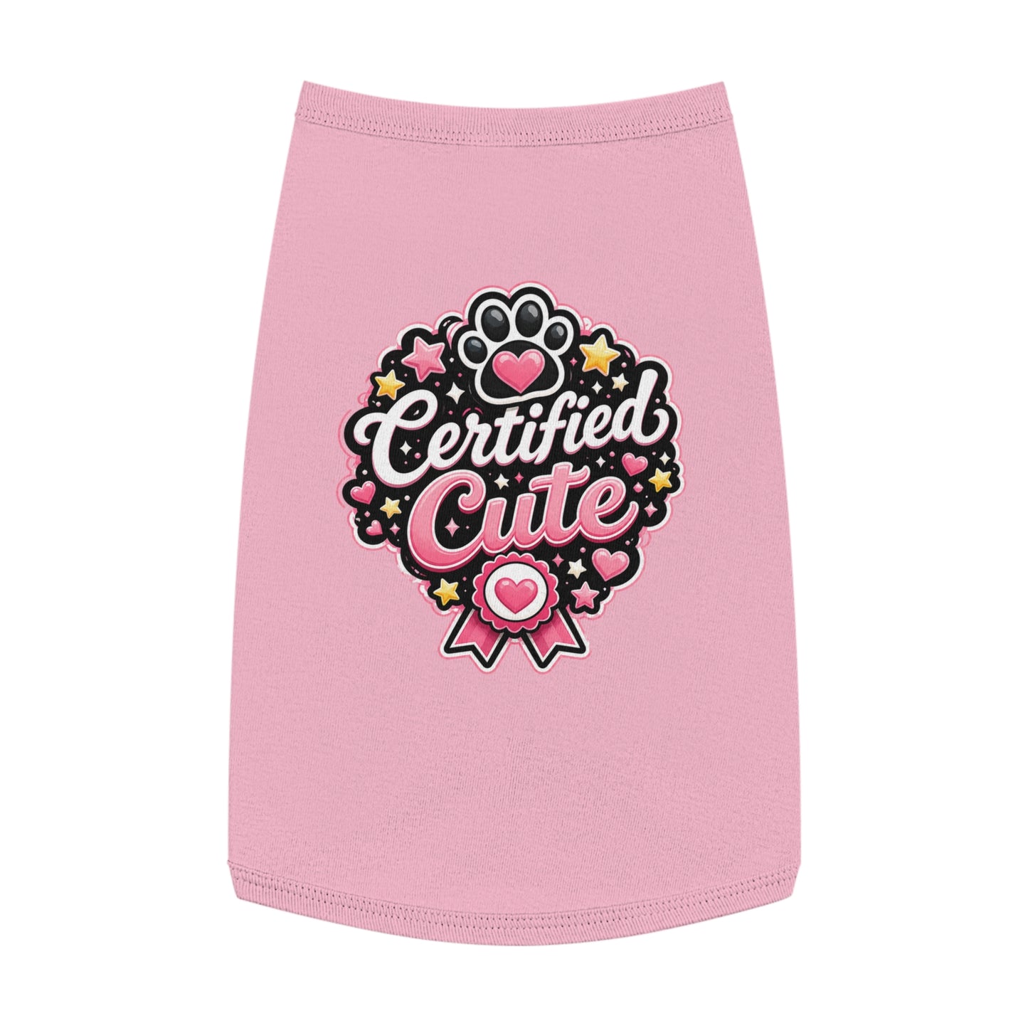 Certified Cute Pet Tank Top — Pink Paw Ribbon Dog Shirt