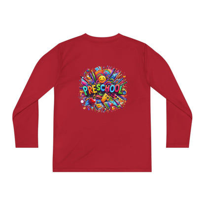 Youth Preschool Long Sleeve Tee - Colorful School Supplies Design