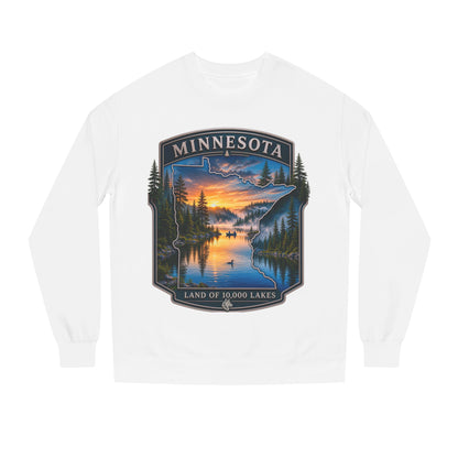 Minnesota Lakes Crewneck Sweatshirt — 'Land of 10,000 Lakes' Sunset Scenic Sweatshirt