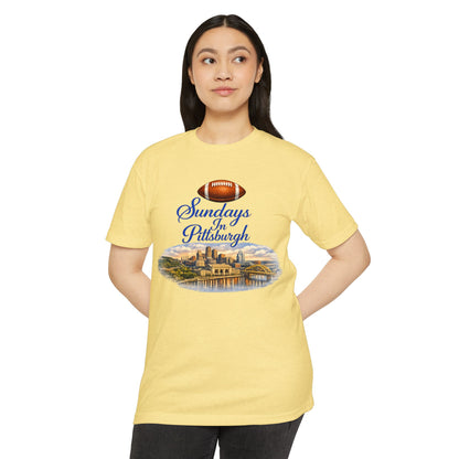 Sundays in Pittsburgh T‑Shirt — Vintage Football City Skyline Tee