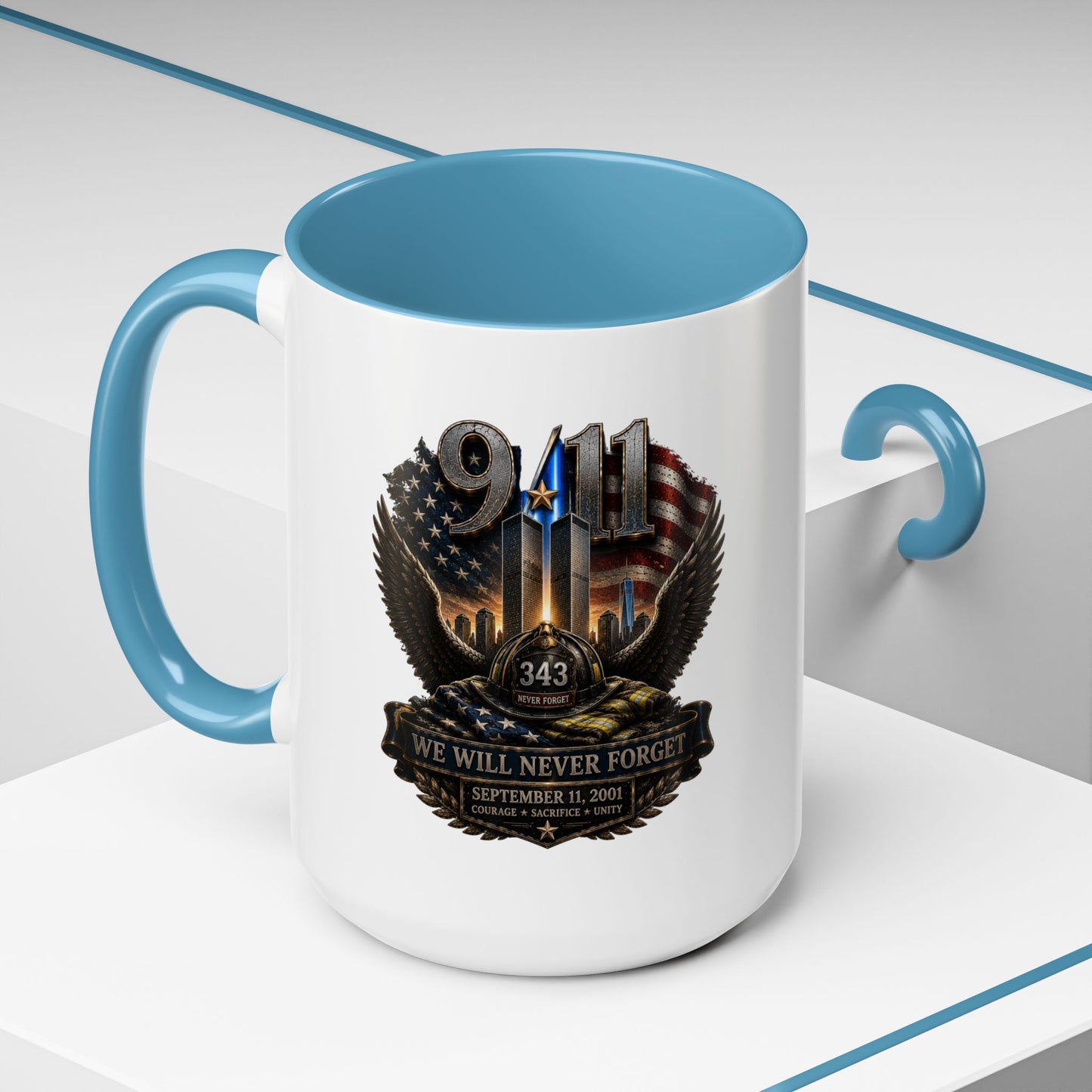 9/11 Memorial Coffee Mug - 'We Will Never Forget' Tribute Accent Mug