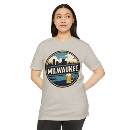 Milwaukee Skyline Beer Badge T-Shirt