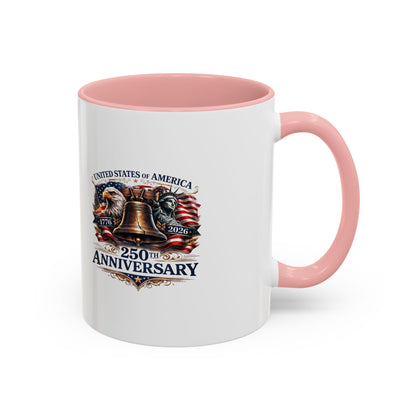 250th Anniversary Accent Coffee Mug — Patriotic United States Bell & Eagle Design (11/15 oz)