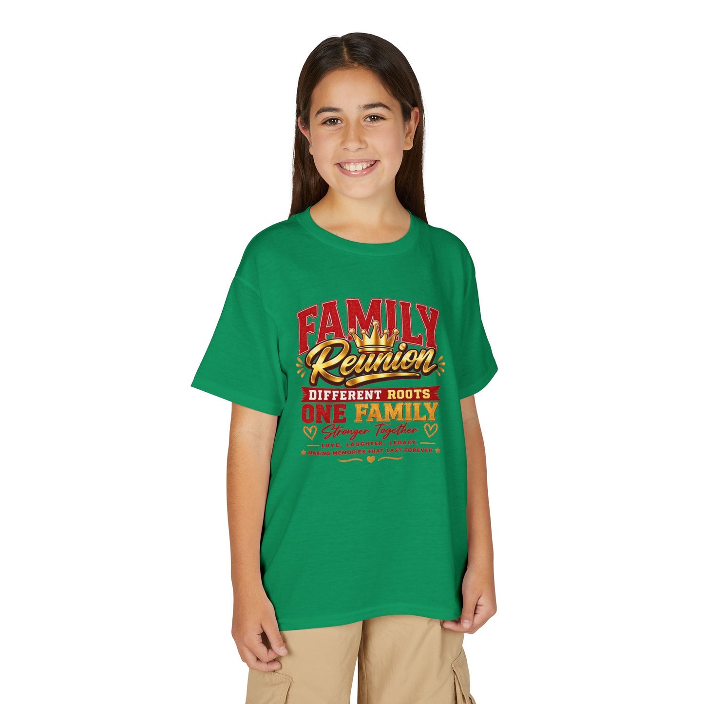 Family Reunion Youth T-Shirt — "Different Roots One Family" Kids Reunion Tee