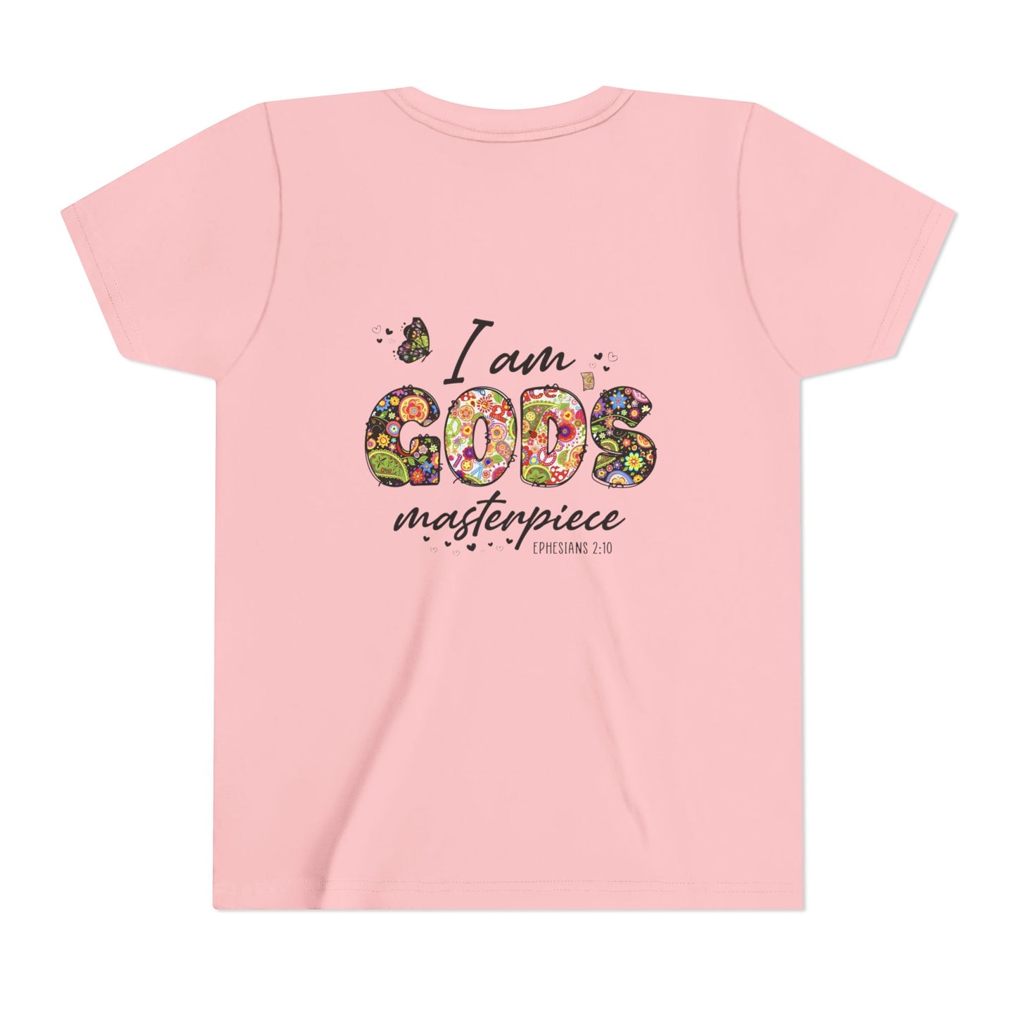 I Am God’s Masterpiece Youth Tee — Floral Christian Inspirational Shirt