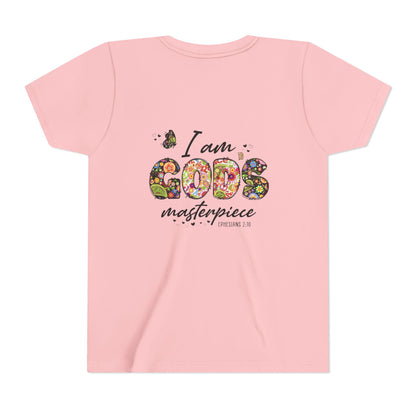 I Am God’s Masterpiece Youth Tee — Floral Christian Inspirational Shirt