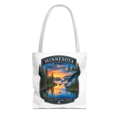 Minnesota Scenic Tote Bag — 'Land of 10,000 Lakes' Sunset Lake Design